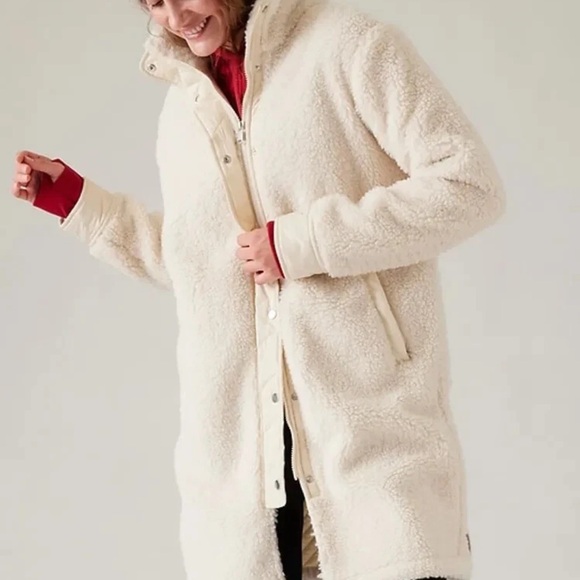 Athleta Jackets & Blazers - NWT Athleta  Long Cozy Sherpa Coat Jacket,  Cream  Color SIZE M Quilted